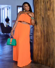 Load image into Gallery viewer, Smiley Ann Two-Piece Orange Skirt Set | Bright & Trendy
