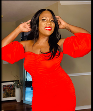 Load image into Gallery viewer, Red Hot Dimples Fitted Dress | Bold and Chic Fashion