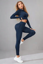 Load image into Gallery viewer, Mock Neck Long Sleeve Top and Pants Active Set | Comfortable Activewear
