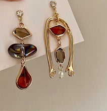 Load image into Gallery viewer, Abstract Stone Earrings | Unique &amp; Elegant Design
