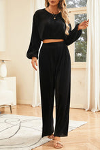 Load image into Gallery viewer, Round Neck Balloon Sleeves Top and Pants Set | Stylish and Comfortable
