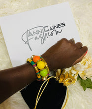 Load image into Gallery viewer, Snake Stone Colorful Bangle | Yellow Center Accent
