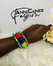 Load image into Gallery viewer, Snake Stone Colorful Bangle | Dark Blue Center Accent
