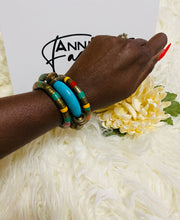 Load image into Gallery viewer, Snake Long Stone Colorful Bangle | Light Blue Accent
