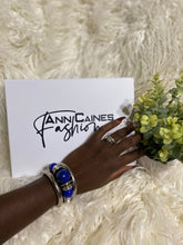 Load image into Gallery viewer, Snake Stone Bangle | Dark Blue &amp; Silver Elegant Design
