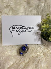 Load image into Gallery viewer, Snake Stone Bangle | Dark Blue &amp; Silver Elegant Design
