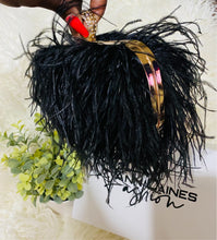 Load image into Gallery viewer, Black Feathered Clutch | Chic &amp; Elegant Evening Bag
