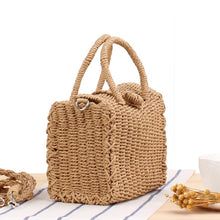 Load image into Gallery viewer, Straw Box Tote Bag | Stylish &amp; Practical Summer Accessory
