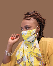 Load image into Gallery viewer, Floral Mask-Scarf Yellow | Bright and Stylish Protective Accessory
